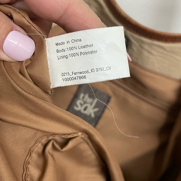 The Sak Light Brown Tan Leather Perforated Floral Accent Hobo Handbag - Picture 4 of 7